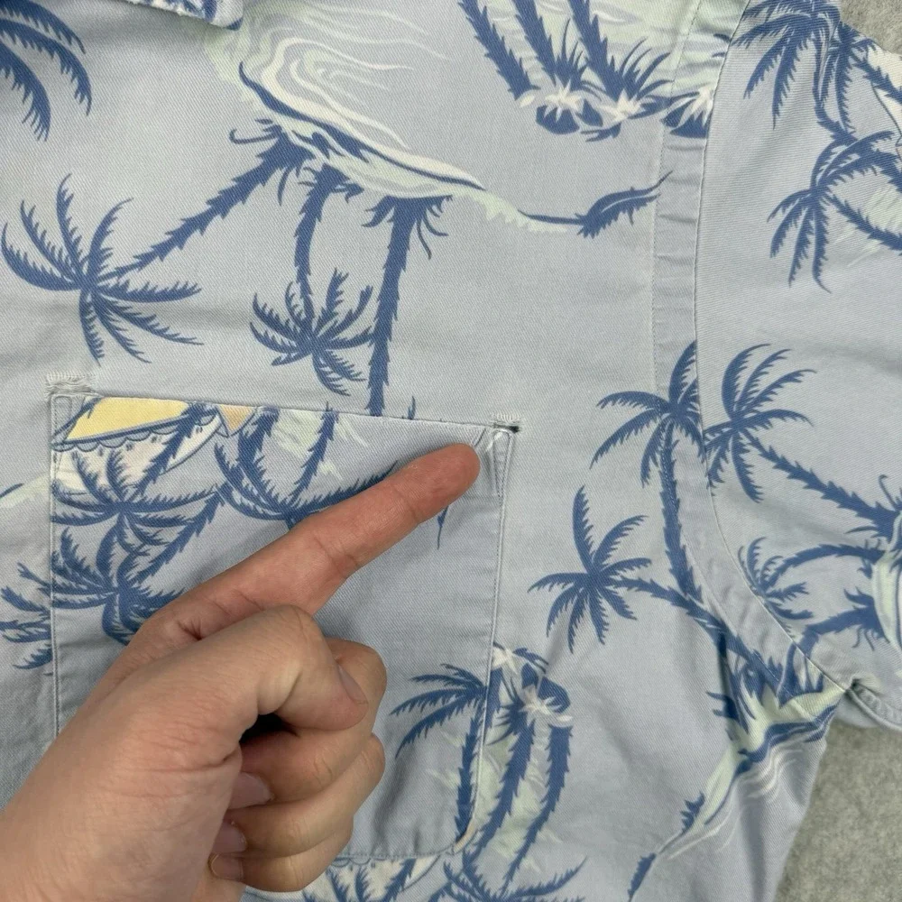 Vintage Polo Ralph Lauren Shirt Mens Medium Blue Floral Clayton Loop Collar Camp